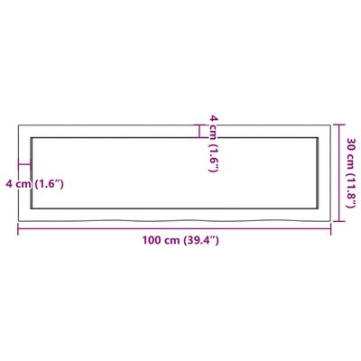 vidaXL Seinähylly 100x30x(2-6) cm käsittelemätön täysi tammi