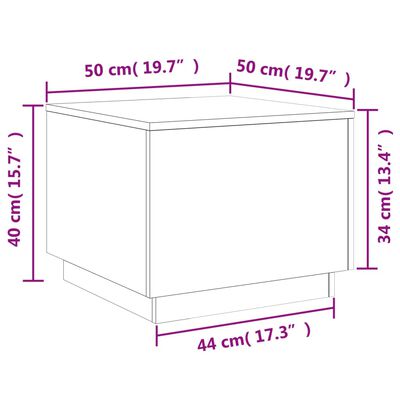 vidaXL Sohvapöytä LED-valoilla ruskea tammi 50x50x40 cm