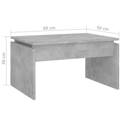 vidaXL Sohvapöytä betoninharmaa 68x50x38 cm tekninen puu