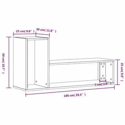 vidaXL TV-tasot 2 kpl harmaa Sonoma 100x30x50 cm tekninen puu