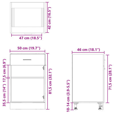 vidaXL Alalipastokaappi Sonoma-tammi 50x46x81,5 cm lastulevy