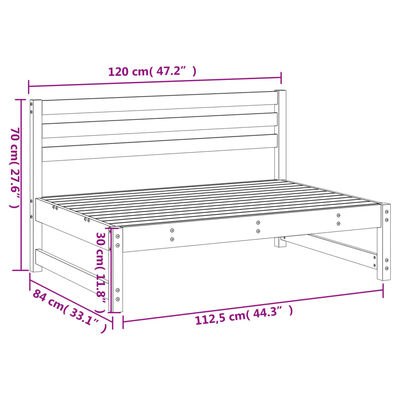 vidaXL Puutarhan keskisohva musta 120x80 cm täysi mänty