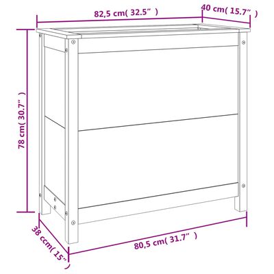 vidaXL Kukkalaatikko 82,5x40x78 cm täysi douglaskuusi