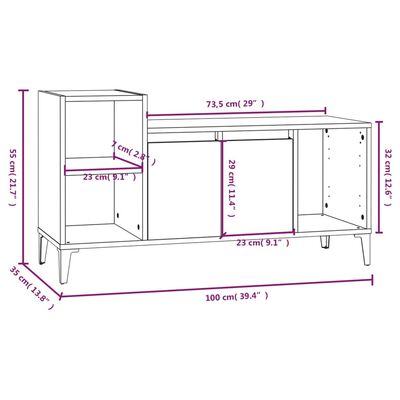 vidaXL TV-taso harmaa Sonoma 100x35x55 cm tekninen puu