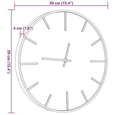 vidaXL Seinäkello ruskea Ø39 cm rauta ja tekninen puu