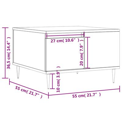 vidaXL Sohvapöytä Sonoma-tammi 55x55x36,5 cm tekninen puu