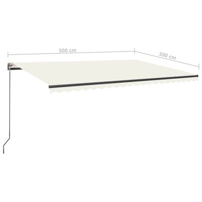 vidaXL Sisäänkelattava markiisi LED/tuulisensori 500x300 cm kerma