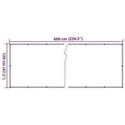 vidaXL Parvekkeen yksityisyyssuoja harmaa 600x120 cm PVC