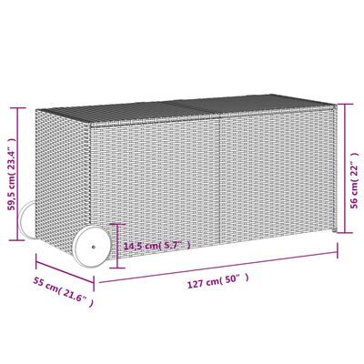 vidaXL Puutarhan säilytyslaatikko pyörillä beige 283 l polyrottinki