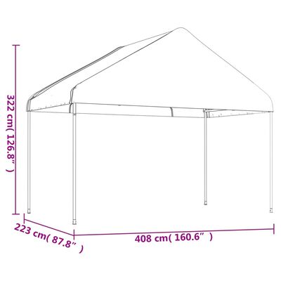 vidaXL Huvimaja katolla valkoinen 13,38x4,08x3,22 m polyeteeni