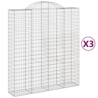 vidaXL Kaarevat kivikorit 3 kpl 200x50x220/240 cm galvanoitu rauta