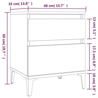 vidaXL Yöpöydät 2 kpl ruskea tammi 40x35x50 cm