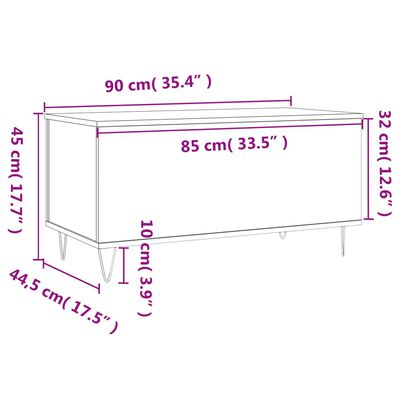 vidaXL Sohvapöytä musta 90x44,5x45 cm tekninen puu