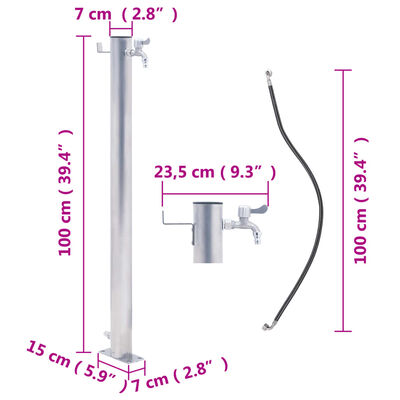 vidaXL Puutarhan vesipylväs 100 cm ruostumaton teräs pyöreä