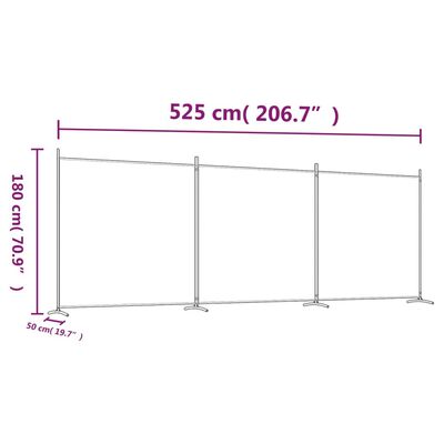 vidaXL 3-paneelinen Tilanjakaja ruskea 525x180 cm kangas