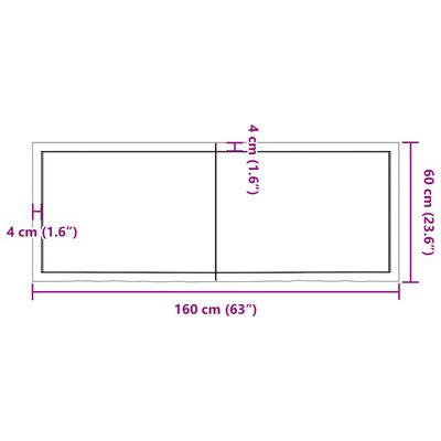 vidaXL Pöytälevy 160x60x(2-4) cm käsittelemätön täystammi