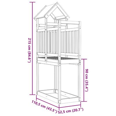 vidaXL Leikkitorni 110,5x52,5x215 cm täysi douglaskuusi