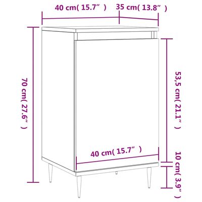 vidaXL Senkki musta 40x35x70 cm tekninen puu