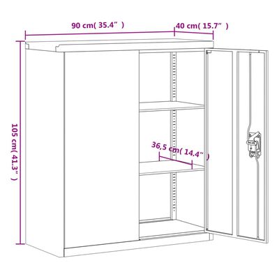 vidaXL Arkistokaappi musta 90x40x145 cm teräs