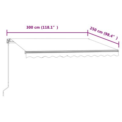 vidaXL Automaattisesti sisäänkelattava markiisi 300x250 cm kerma