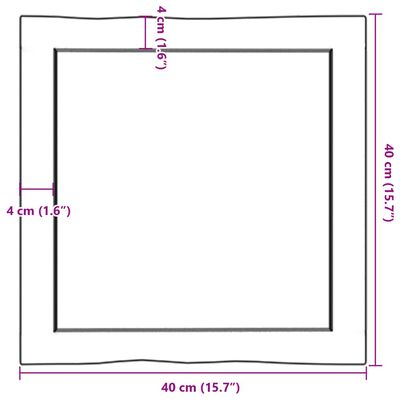 vidaXL Pöytälevy ruskea 40x40x(2-6) cm käsitelty täystammi elävä reuna