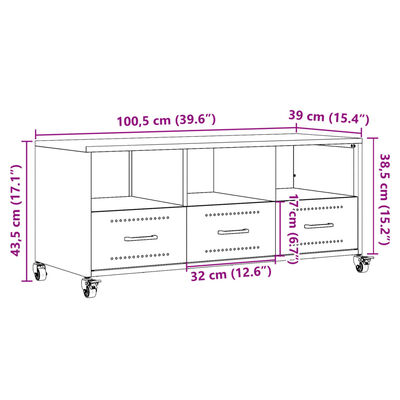 vidaXL TV-taso sinapinkeltainen 100,5x39x43,5 cm teräs