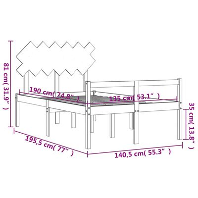 vidaXL Vanhusten sänky päädyllä valkoinen Small Double täysi puu