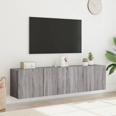 vidaXL TV-kaapit seinäkiinnitettävä 2 kpl harmaa Sonoma 80x30x41 cm