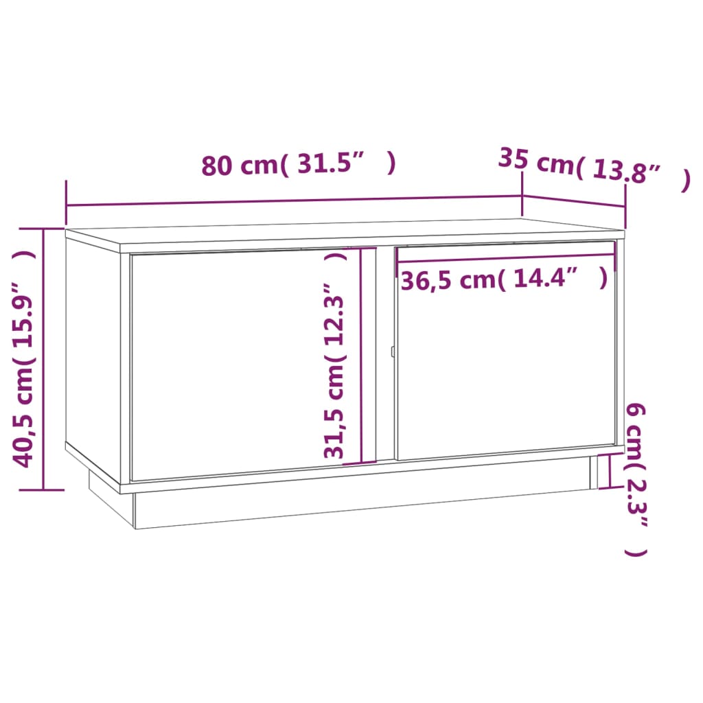 vidaXL TV-taso musta 80x35x40,5 cm täysi mänty