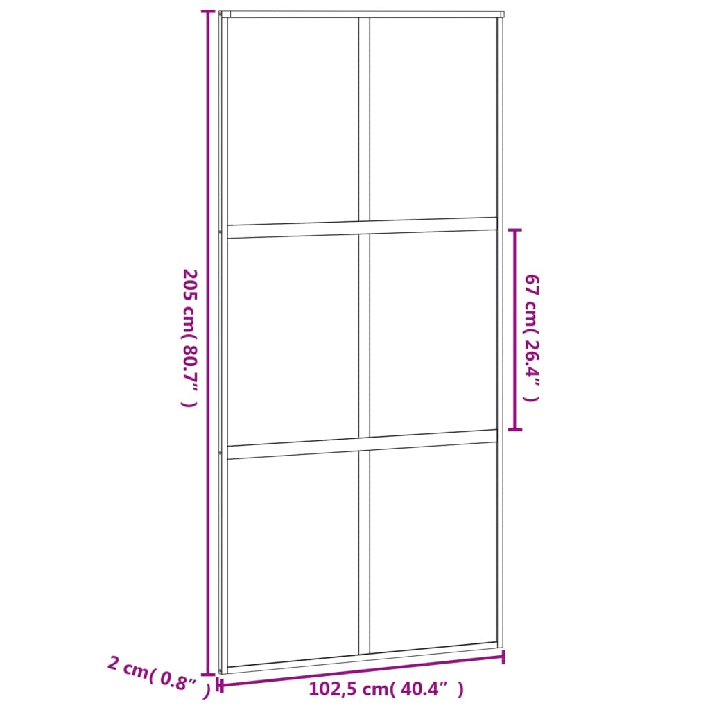 vidaXL Liukuovi musta 102,5x205 cm karkaistu lasi ja alumiini