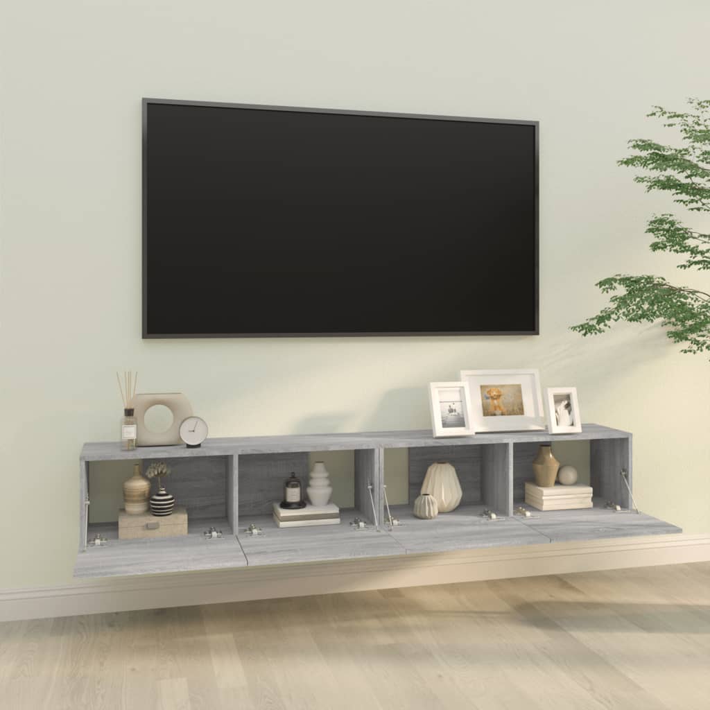 vidaXL TV-seinäkaapit 2 kpl harmaa Sonoma 100x30x30 cm tekninen puu