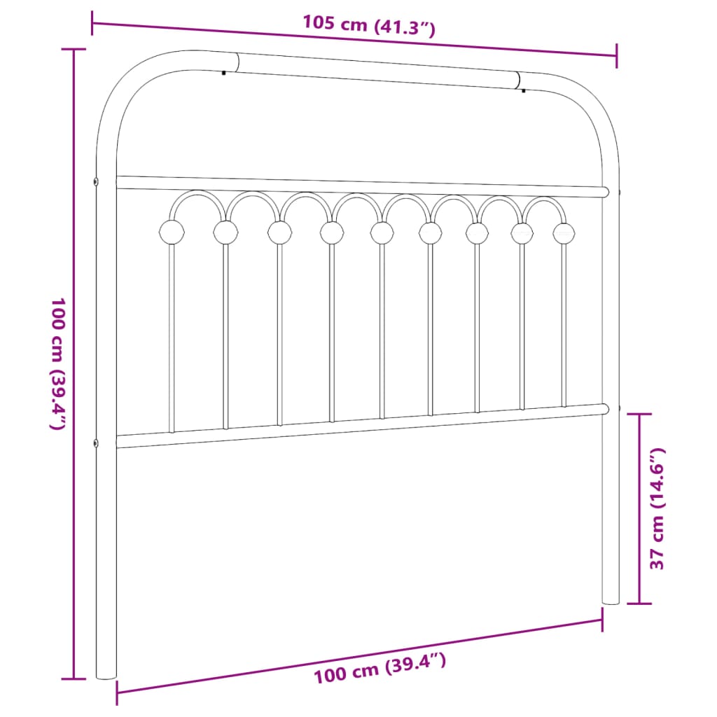 vidaXL Metallinen sängynpääty valkoinen 100 cm