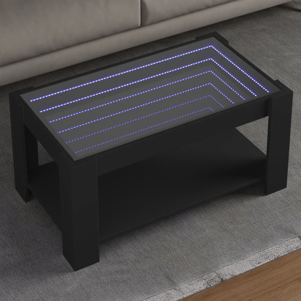 vidaXL Sohvapöytä LED-valoilla musta 93x53x45 cm tekninen puu