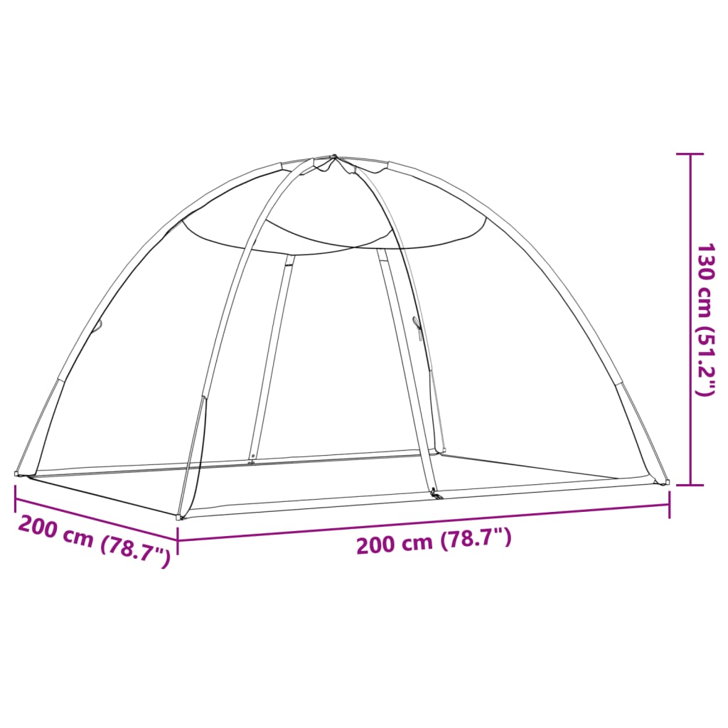 vidaXL Hyttysverkko Mongolia ovilla 220 verkko Musta 200x200x135 cm