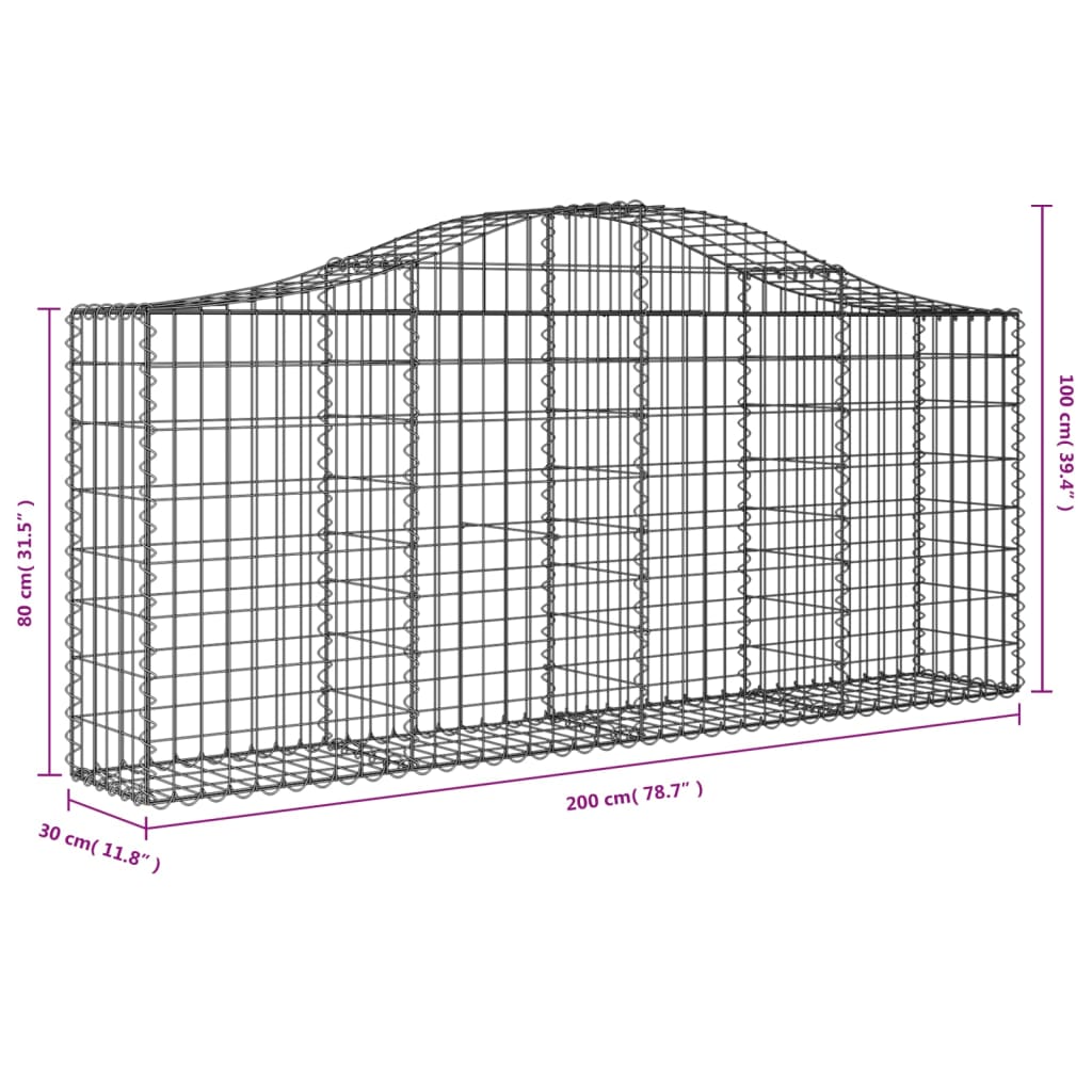 vidaXL Kaarevat kivikorit 3 kpl 200x30x80/100 cm galvanoitu rauta