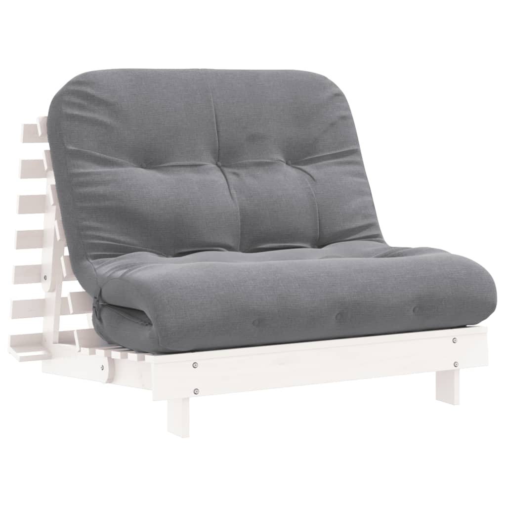 vidaXL Futon vuodesohva patjalla valkoinen 100x206x11 cm täysi mänty