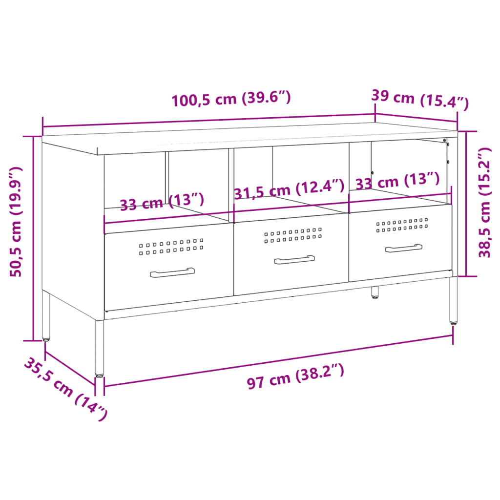 vidaXL TV-taso pinkki 100,5x39x50,5 cm teräs