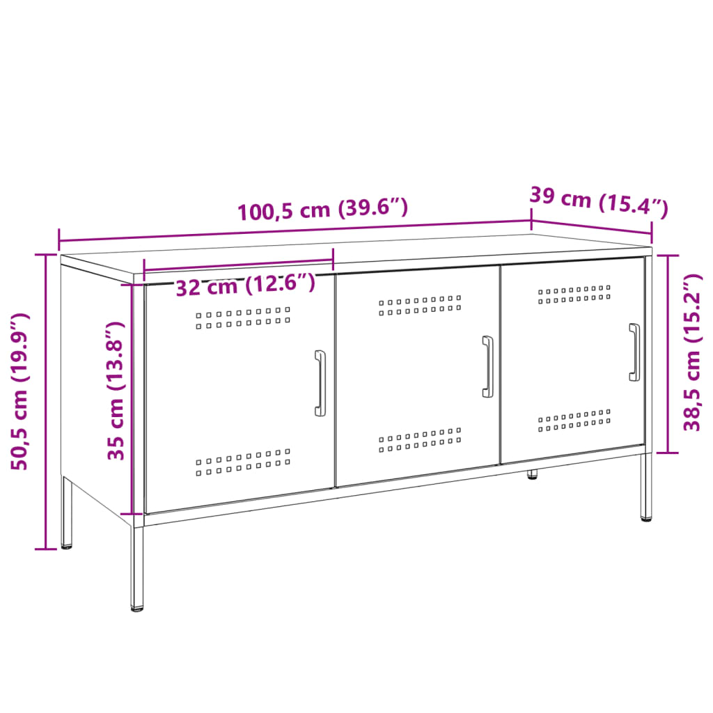 vidaXL TV-taso sinapinkeltainen 100,5x39x50,5 cm teräs