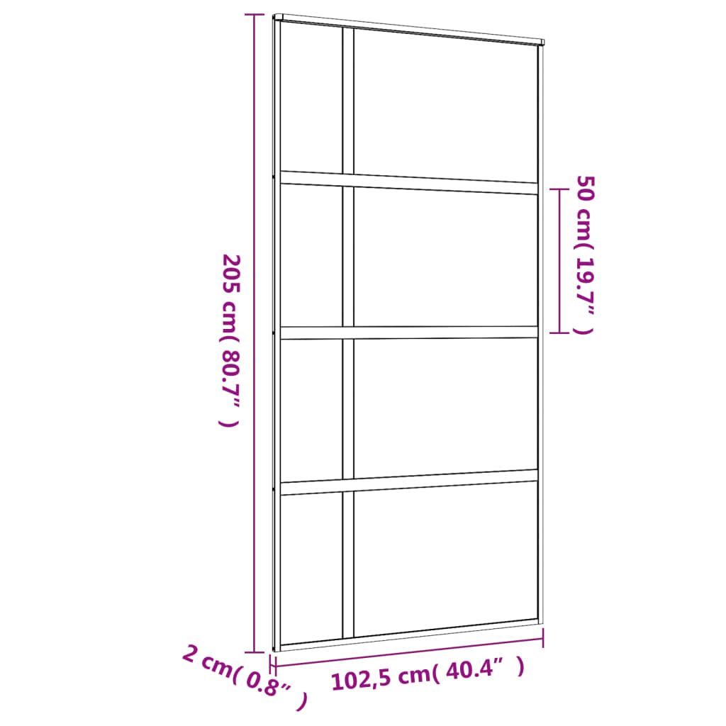 vidaXL Liukuovi kulta 102,5x205 cm himmeä ESG-lasi ja alumiini