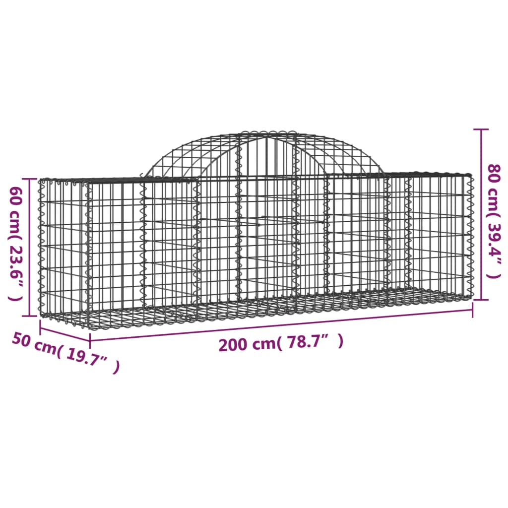 vidaXL Kaarevat kivikorit 5 kpl 200x50x60/80 cm galvanoitu rauta