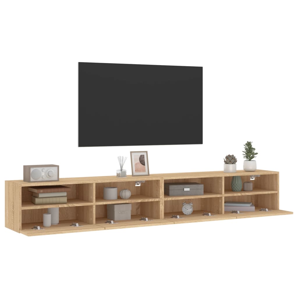 vidaXL TV-seinäkaapit 2 kpl Sonoma-tammi 100x30x30 cm tekninen puu