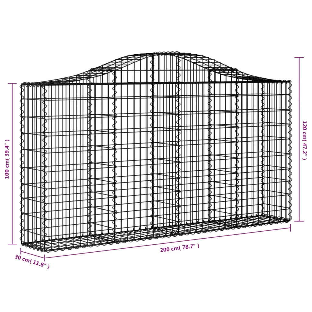 vidaXL Kaarevat kivikorit 5 kpl 200x30x100/120 cm galvanoitu rauta