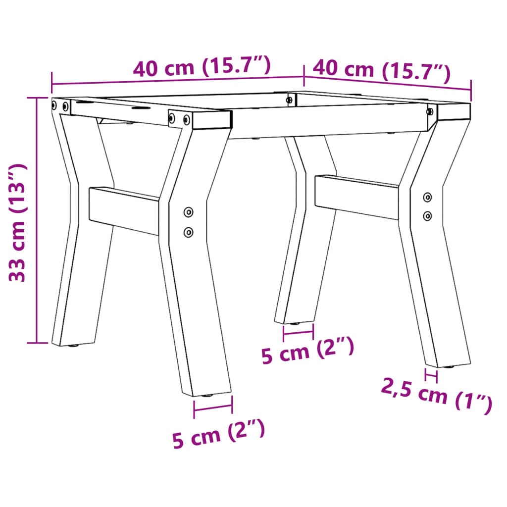 vidaXL Sohvapöydän jalat Y-muoto 40x40x33 cm valurauta