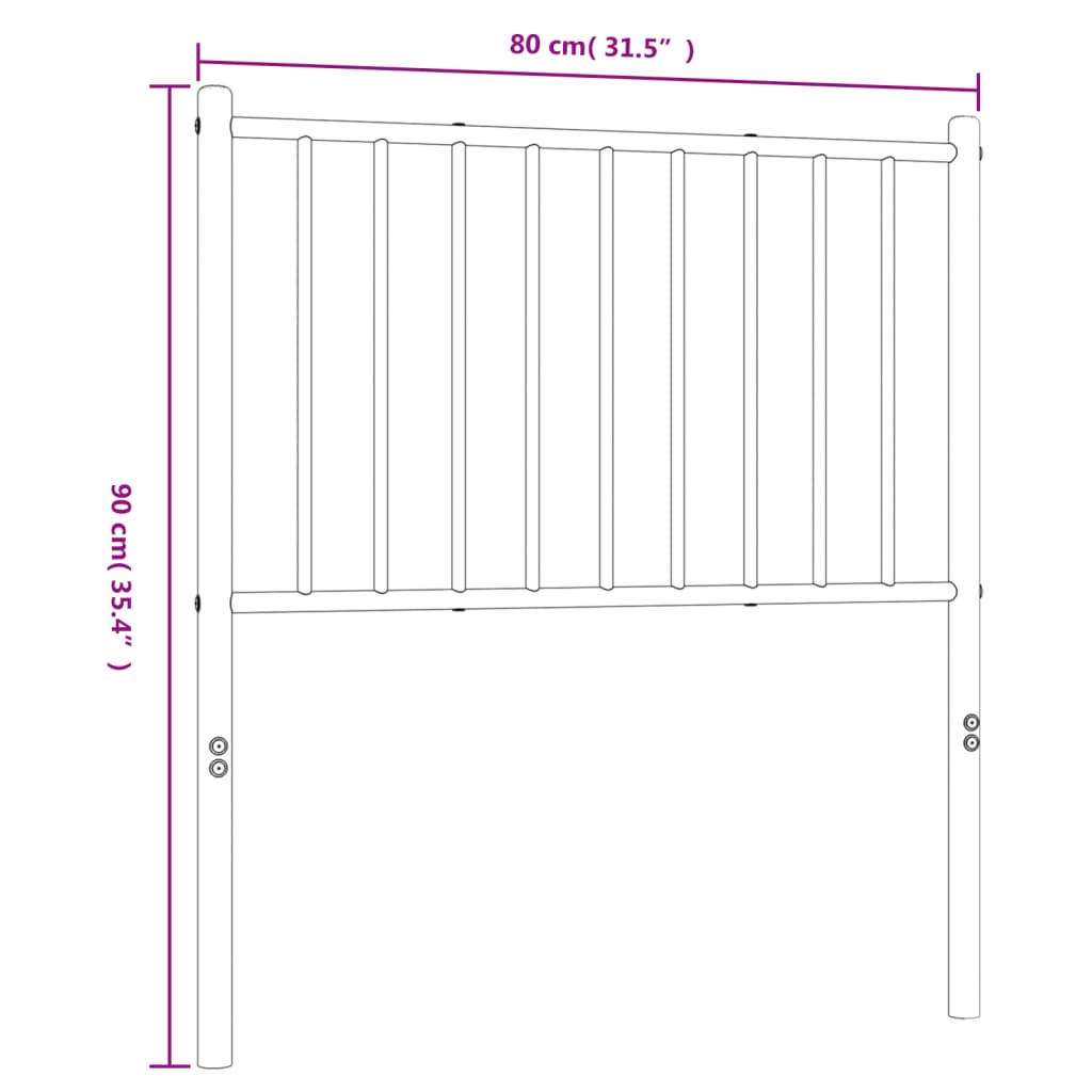 vidaXL Metallinen sängynpääty musta 75 cm