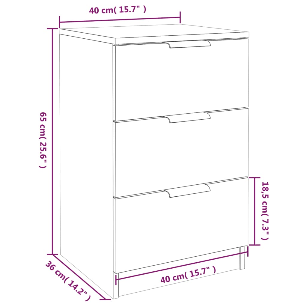 vidaXL Yöpöydät 2 kpl musta 40x36x65 cm