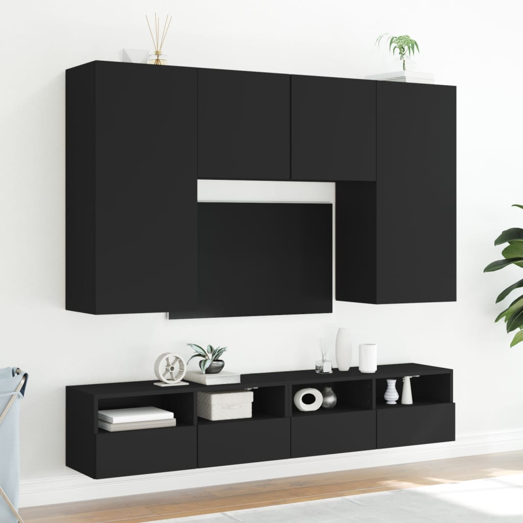 vidaXL TV-seinäkaapit 2 kpl musta 100x30x30 cm tekninen puu
