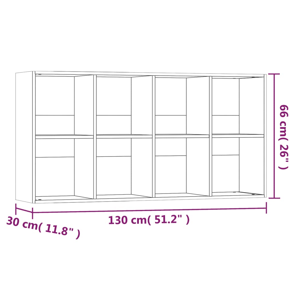 vidaXL Kirjahylly / Senkki savutammi 66x30x130 cm tekninen puu