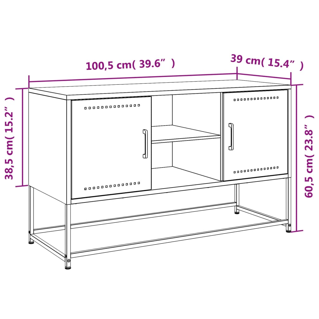 vidaXL TV-taso pinkki 100,5x39x60,5 cm teräs