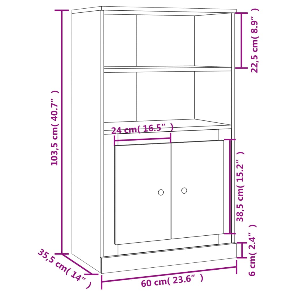 vidaXL Kaappi Sonoma-tammi 60x35,5x103,5 cm tekninen puu