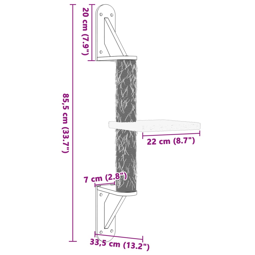 vidaXL Kissan raapimispuu seinälle kerma 85,5 cm